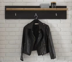 Garderobenpaneel "Beveren" In Kastanie Und Fresco Grau Flur Wandgarderobe 107 X 23 Cm