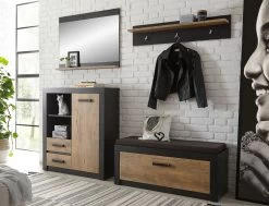 Garderobenpaneel "Beveren" In Kastanie Und Fresco Grau Flur Wandgarderobe 107 X 23 Cm -Wohnwelt Verkauf 7176 3