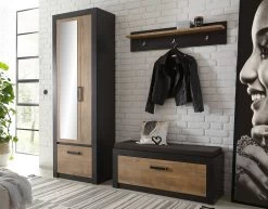 Garderobenpaneel "Beveren" In Kastanie Und Fresco Grau Flur Wandgarderobe 107 X 23 Cm -Wohnwelt Verkauf 7176 4