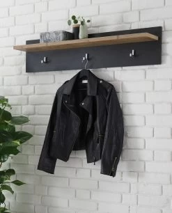 Garderobenpaneel "Beveren" In Kastanie Und Fresco Grau Flur Wandgarderobe 107 X 23 Cm -Wohnwelt Verkauf 7176 5