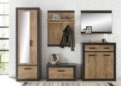 Garderobenpaneel "Beveren" In Kastanie Und Fresco Grau Flur Wandgarderobe 80 X 107 Cm -Wohnwelt Verkauf 7177 4