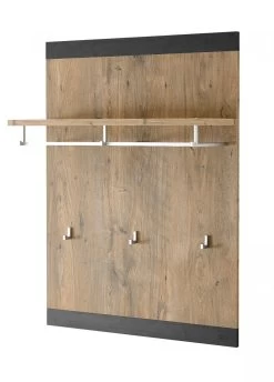 Garderobenpaneel "Beveren" In Kastanie Und Fresco Grau Flur Wandgarderobe 80 X 107 Cm -Wohnwelt Verkauf 7177 6