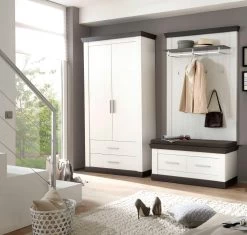 Garderobenkombination "Corela" In Pinie Weiß Und Wenge Landhaus Garderobe Set 4-tlg. 224 X 201 Cm -Wohnwelt Verkauf 7238 4