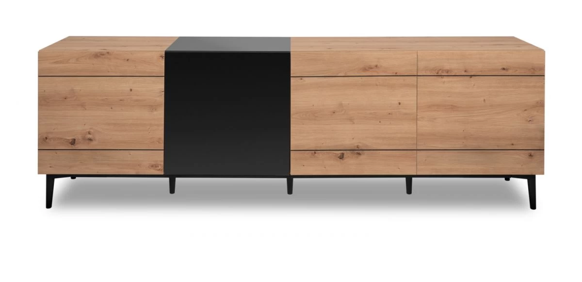 TV-Lowboard "Nola" In Artisan Eiche Und Schwarz TV-Unterteil 200 X 65 Cm 3 TV-Lowboard "Nola" In Artisan Eiche Und Schwarz TV-Unterteil 200 X 65 Cm