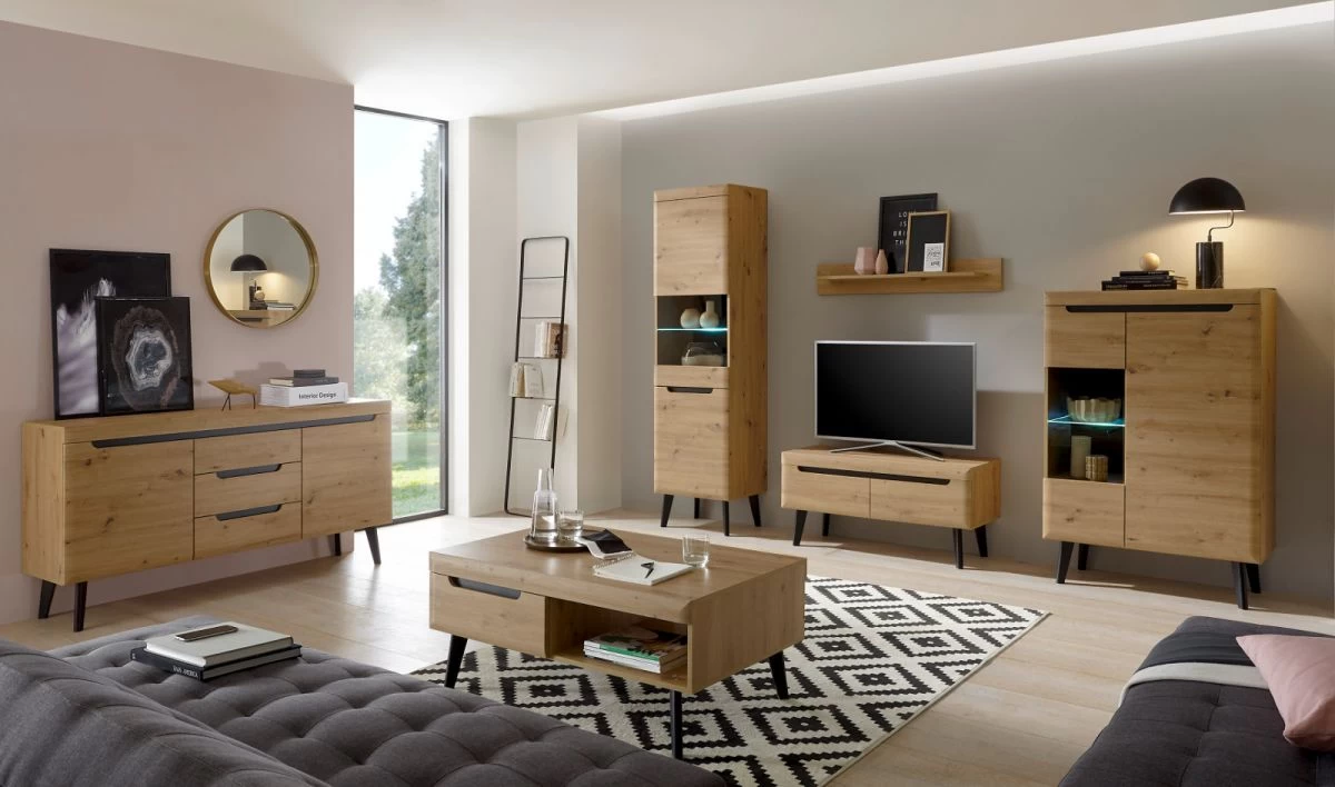 TV-Lowboard "Ronson" In Artisan Eiche Und Schwarz TV-Unterteil Skandinavisch 107 X 50 Cm 7 TV-Lowboard "Ronson" In Artisan Eiche Und Schwarz TV-Unterteil Skandinavisch 107 X 50 Cm – Bild 5