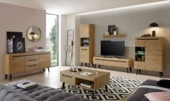 TV-Lowboard "Ronson" In Artisan Eiche Und Schwarz TV-Unterteil Skandinavisch 160 X 50 Cm -Wohnwelt Verkauf 7261 5