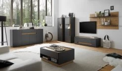 Sideboard "Center" In Grau Matt Und Wotan Eiche Kommode 170 X 87 Cm -Wohnwelt Verkauf 7359 3