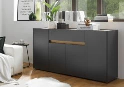 Sideboard "Center" In Grau Matt Und Wotan Eiche Kommode 170 X 87 Cm -Wohnwelt Verkauf 7359 4