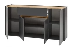 Sideboard "Center" In Grau Matt Und Wotan Eiche Kommode 170 X 87 Cm -Wohnwelt Verkauf 7359 6