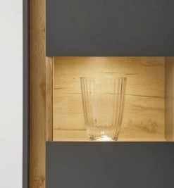 Schrank Set 3-teilig "Center" In Grau Matt Und Wotan Eiche Wohnkombination 3 X Vitrine 190 X 155 Cm -Wohnwelt Verkauf 7369 2