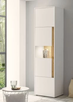 Vitrine "Center" In Weiß Und Wotan Eiche Vitrinenschrank 50 X 197 Cm -Wohnwelt Verkauf 7375 3