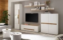 Vitrine "Center" In Weiß Und Wotan Eiche Vitrinenschrank 50 X 197 Cm -Wohnwelt Verkauf 7375 4