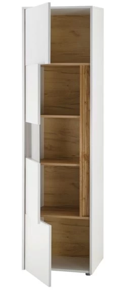 Vitrine "Center" In Weiß Und Wotan Eiche Vitrinenschrank 50 X 197 Cm -Wohnwelt Verkauf 7375 6