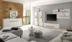 Sideboard "Center" In Weiß Und Wotan Eiche Kommode 220 X 87 Cm -Wohnwelt Verkauf 7386 5