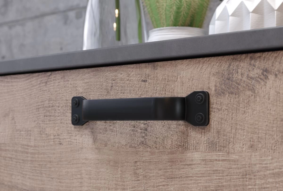 Sideboard "Stripe" In Eiche Tabak Und Matera Grau Kommode 142 X 83 Cm 4 Sideboard "Stripe" In Eiche Tabak Und Matera Grau Kommode 142 X 83 Cm – Bild 2