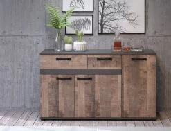 Sideboard "Stripe" In Eiche Tabak Und Matera Grau Kommode 142 X 83 Cm 11 Sideboard "Stripe" In Eiche Tabak Und Matera Grau Kommode 142 X 83 Cm -Wohnwelt Verkauf 7403 4