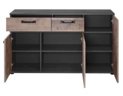 Sideboard "Stripe" In Eiche Tabak Und Matera Grau Kommode 142 X 83 Cm 13 Sideboard "Stripe" In Eiche Tabak Und Matera Grau Kommode 142 X 83 Cm -Wohnwelt Verkauf 7403 6