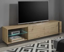 TV-Lowboard "Louna" In Eiche Artisan Und Graphit Grau TV-Unterteil 188 X 46 Cm