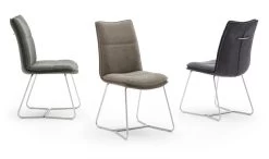 2 X Stuhl "Hampton" In Anthrazit Chenille-Optik Und Edelstahl Kufengestell Esszimmerstuhl 2er Set Mit Komfortsitzhöhe