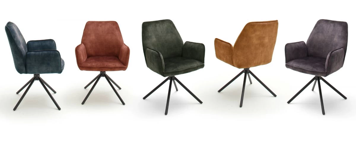 2 X Stuhl "Ottawa" In Curry Vintage Velours-Optik Mit Armlehne Esszimmerstuhl 2er Set Mit Komfortsitzhöhe 3 2 X Stuhl "Ottawa" In Curry Vintage Velours-Optik Mit Armlehne Esszimmerstuhl 2er Set Mit Komfortsitzhöhe