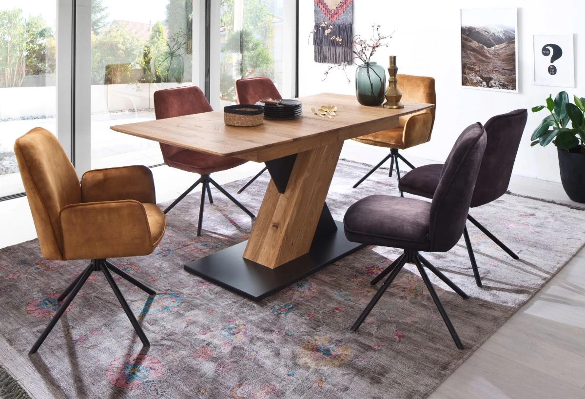 2 X Stuhl "Ottawa" In Curry Vintage Velours-Optik Mit Armlehne Esszimmerstuhl 2er Set Mit Komfortsitzhöhe 6 2 X Stuhl "Ottawa" In Curry Vintage Velours-Optik Mit Armlehne Esszimmerstuhl 2er Set Mit Komfortsitzhöhe – Bild 4