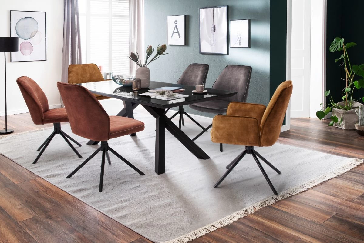 2 X Stuhl "Ottawa" In Curry Vintage Velours-Optik Mit Armlehne Esszimmerstuhl 2er Set Mit Komfortsitzhöhe 7 2 X Stuhl "Ottawa" In Curry Vintage Velours-Optik Mit Armlehne Esszimmerstuhl 2er Set Mit Komfortsitzhöhe – Bild 5