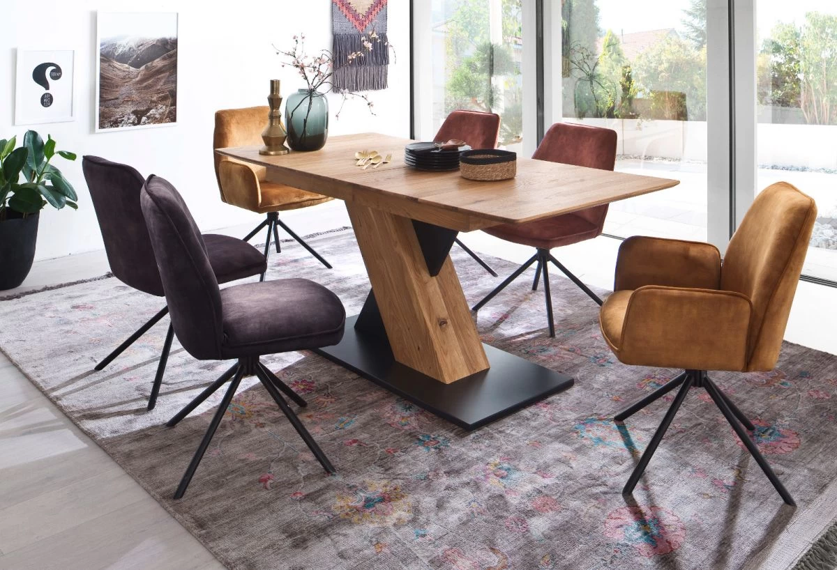 2 X Stuhl "Ottawa" In Rostbraun Vintage Velours-Optik Mit Armlehne Esszimmerstuhl 2er Set Mit Komfortsitzhöhe 7 2 X Stuhl "Ottawa" In Rostbraun Vintage Velours-Optik Mit Armlehne Esszimmerstuhl 2er Set Mit Komfortsitzhöhe – Bild 5