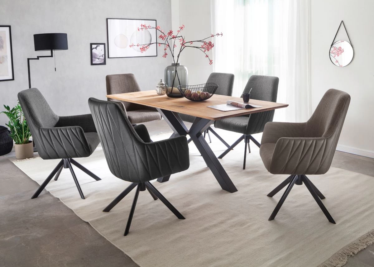 2 X Stuhl "Reynosa" In Anthrazit Chenille-Optik 4-Fußstuhl 360° Drehbar Esszimmerstuhl 2er Set Mit Komfortsitzhöhe 7 2 X Stuhl "Reynosa" In Anthrazit Chenille-Optik 4-Fußstuhl 360° Drehbar Esszimmerstuhl 2er Set Mit Komfortsitzhöhe – Bild 5