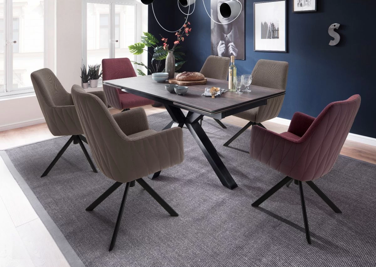 2 X Stuhl "Reynosa" In Cappuccino Chenille-Optik 4-Fußstuhl 360° Drehbar Esszimmerstuhl 2er Set Mit Komfortsitzhöhe 8 2 X Stuhl "Reynosa" In Cappuccino Chenille-Optik 4-Fußstuhl 360° Drehbar Esszimmerstuhl 2er Set Mit Komfortsitzhöhe – Bild 6