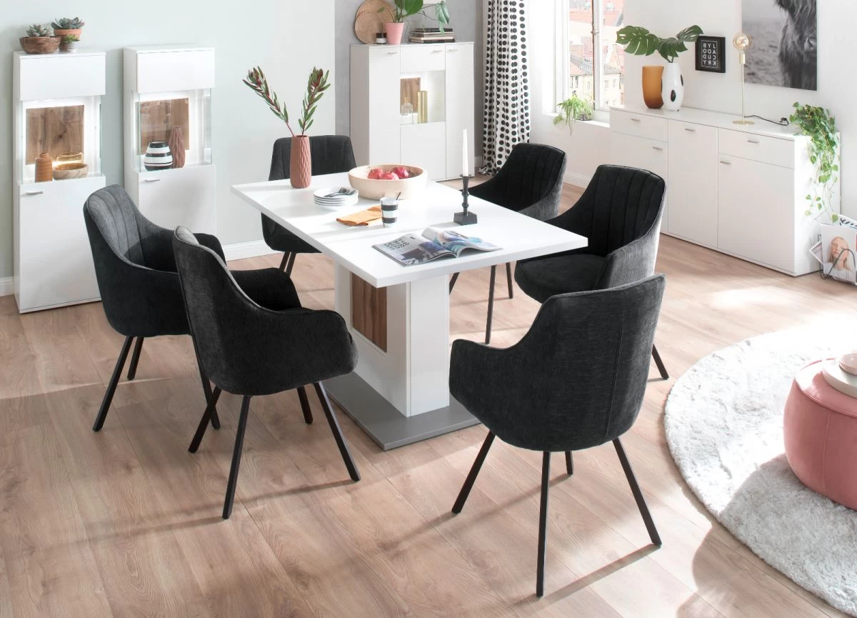 2 X Stuhl "Sassello" In Grau Chenille-Optik 4-Fußstuhl 180° Drehbar Esszimmerstuhl 2er Set Mit Komfortsitzhöhe 7 2 X Stuhl "Sassello" In Grau Chenille-Optik 4-Fußstuhl 180° Drehbar Esszimmerstuhl 2er Set Mit Komfortsitzhöhe – Bild 5