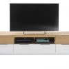 TV-Lowboard "Dubai" In Weiß Matt Lackiert Und Eiche Massiv TV Board 182 X 46 Cm 2 TV-Lowboard "Dubai" In Weiß Matt Lackiert Und Eiche Massiv TV Board 182 X 46 Cm -Wohnwelt Verkauf 7601 1