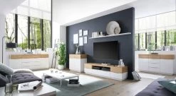 TV-Lowboard "Dubai" In Weiß Matt Lackiert Und Eiche Massiv TV Board 182 X 46 Cm 11 TV-Lowboard "Dubai" In Weiß Matt Lackiert Und Eiche Massiv TV Board 182 X 46 Cm -Wohnwelt Verkauf 7601 4