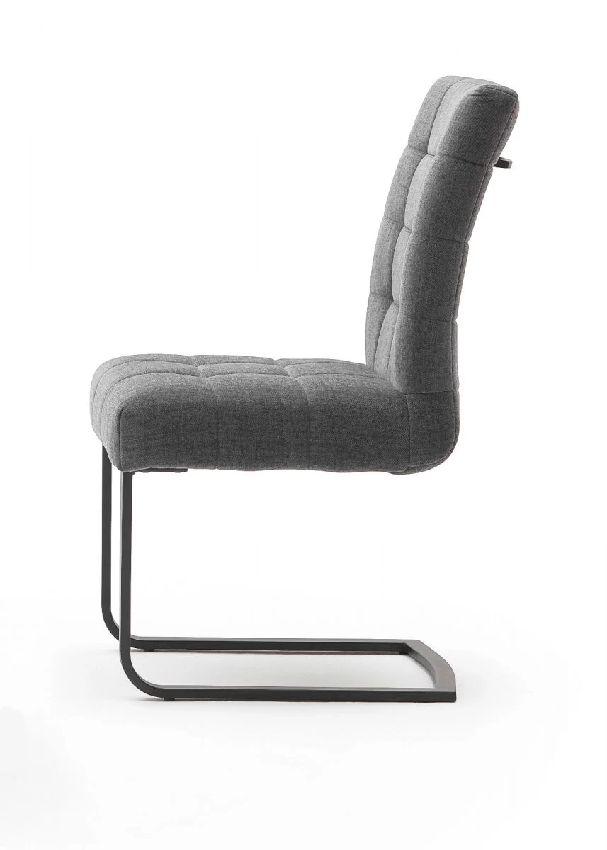 2 X Stuhl "Salta" In Anthrazit Chenille-Optik Freischwinger Mit Komfortsitzhöhe Und Aqua Clean Esszimmerstuhl 2er Set 4 2 X Stuhl "Salta" In Anthrazit Chenille-Optik Freischwinger Mit Komfortsitzhöhe Und Aqua Clean Esszimmerstuhl 2er Set – Bild 2