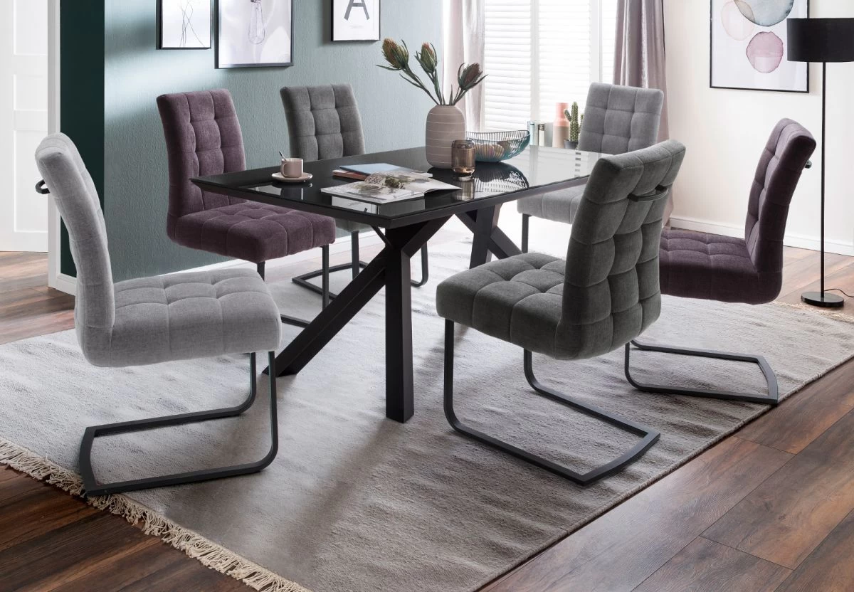 2 X Stuhl "Salta" In Anthrazit Chenille-Optik Freischwinger Mit Komfortsitzhöhe Und Aqua Clean Esszimmerstuhl 2er Set 7 2 X Stuhl "Salta" In Anthrazit Chenille-Optik Freischwinger Mit Komfortsitzhöhe Und Aqua Clean Esszimmerstuhl 2er Set – Bild 5