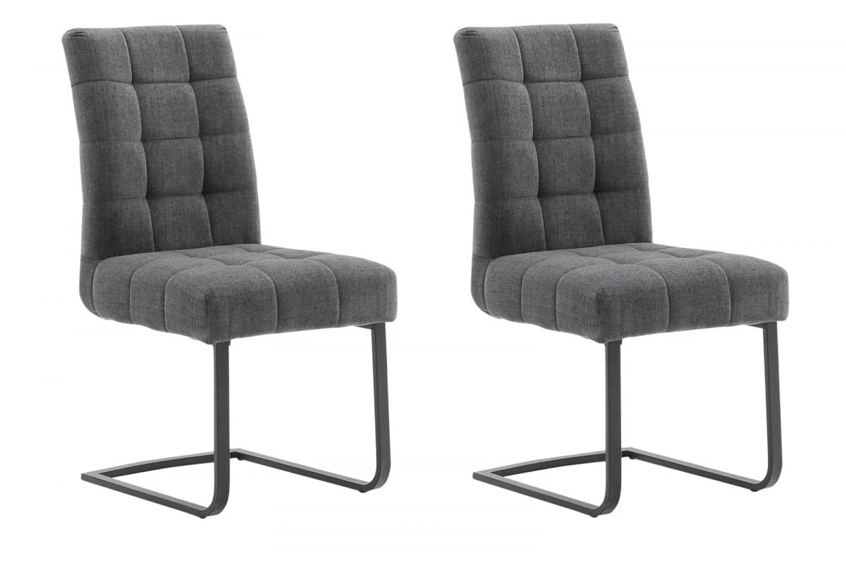 2 X Stuhl "Salta" In Anthrazit Chenille-Optik Freischwinger Mit Komfortsitzhöhe Und Aqua Clean Esszimmerstuhl 2er Set 8 2 X Stuhl "Salta" In Anthrazit Chenille-Optik Freischwinger Mit Komfortsitzhöhe Und Aqua Clean Esszimmerstuhl 2er Set – Bild 6