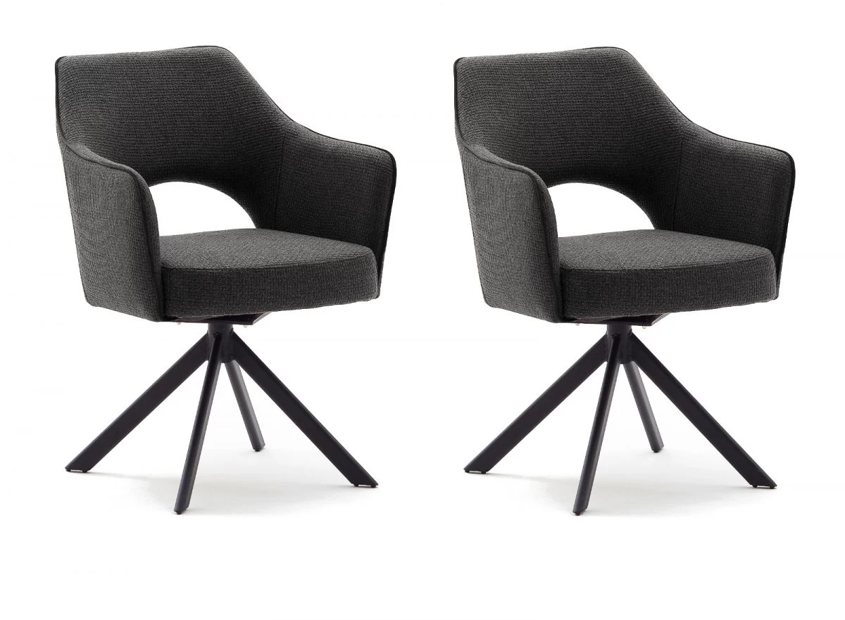 2 X Stuhl "Tonala" In Anthrazit Velours-Optik 4-Fußstuhl 180° Drehbar Esszimmerstuhl 2er Set Mit Taschenfederkern 7 2 X Stuhl "Tonala" In Anthrazit Velours-Optik 4-Fußstuhl 180° Drehbar Esszimmerstuhl 2er Set Mit Taschenfederkern – Bild 5