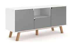 TV-Lowboard "Edos" In Grau Und Weiß TV-Unterteil In Komforthöhe 140 X 70 Cm