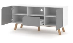 TV-Lowboard "Edos" In Grau Und Weiß TV-Unterteil In Komforthöhe 140 X 70 Cm -Wohnwelt Verkauf 7708 4