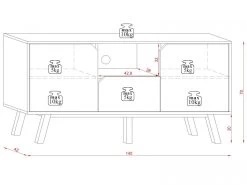 TV-Lowboard "Edos" In Grau Und Weiß TV-Unterteil In Komforthöhe 140 X 70 Cm -Wohnwelt Verkauf 7708 6