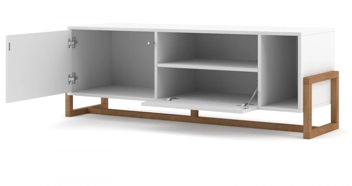 TV-Lowboard "Skien" In Weiß Und Buche Massiv TV-Unterteil Skandinavisch 139 X 49 Cm 8 TV-Lowboard "Skien" In Weiß Und Buche Massiv TV-Unterteil Skandinavisch 139 X 49 Cm – Bild 6