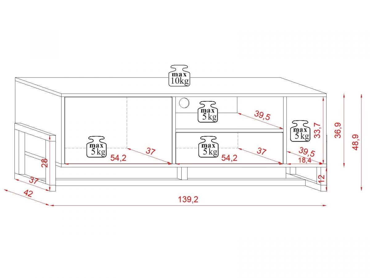TV-Lowboard "Skien" In Weiß Und Buche Massiv TV-Unterteil Skandinavisch 139 X 49 Cm 9 TV-Lowboard "Skien" In Weiß Und Buche Massiv TV-Unterteil Skandinavisch 139 X 49 Cm – Bild 7