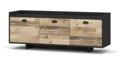 TV-Lowboard "Plate" In Old Used Wood Hell Und Matera Grau TV-Unterteil 140 X 53 Cm