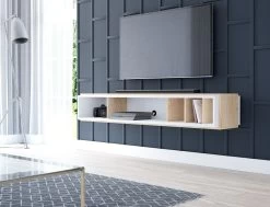 TV-Lowboard "Amari" In Eiche Gold Und Weiß TV-Unterteil Hängend 153 X 25 Cm -Wohnwelt Verkauf 7729 3