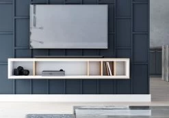 TV-Lowboard "Amari" In Eiche Gold Und Weiß TV-Unterteil Hängend 153 X 25 Cm -Wohnwelt Verkauf 7729 4