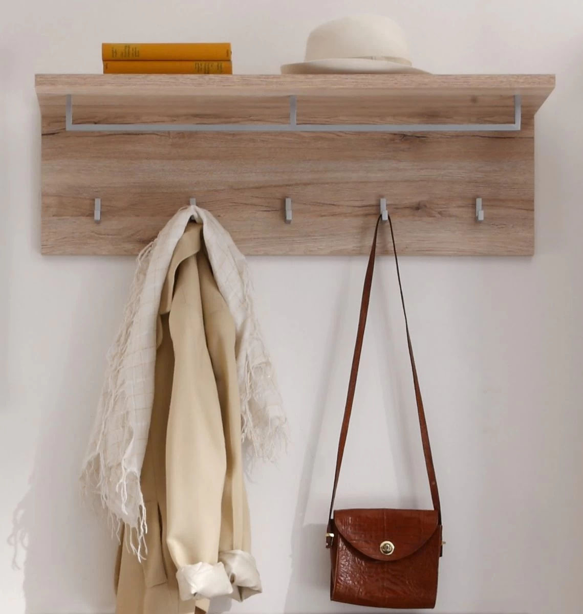 Wandgarderobe "Malea" In Eiche San Remo Garderobenpaneel 88 X 29 Cm 3 Wandgarderobe "Malea" In Eiche San Remo Garderobenpaneel 88 X 29 Cm