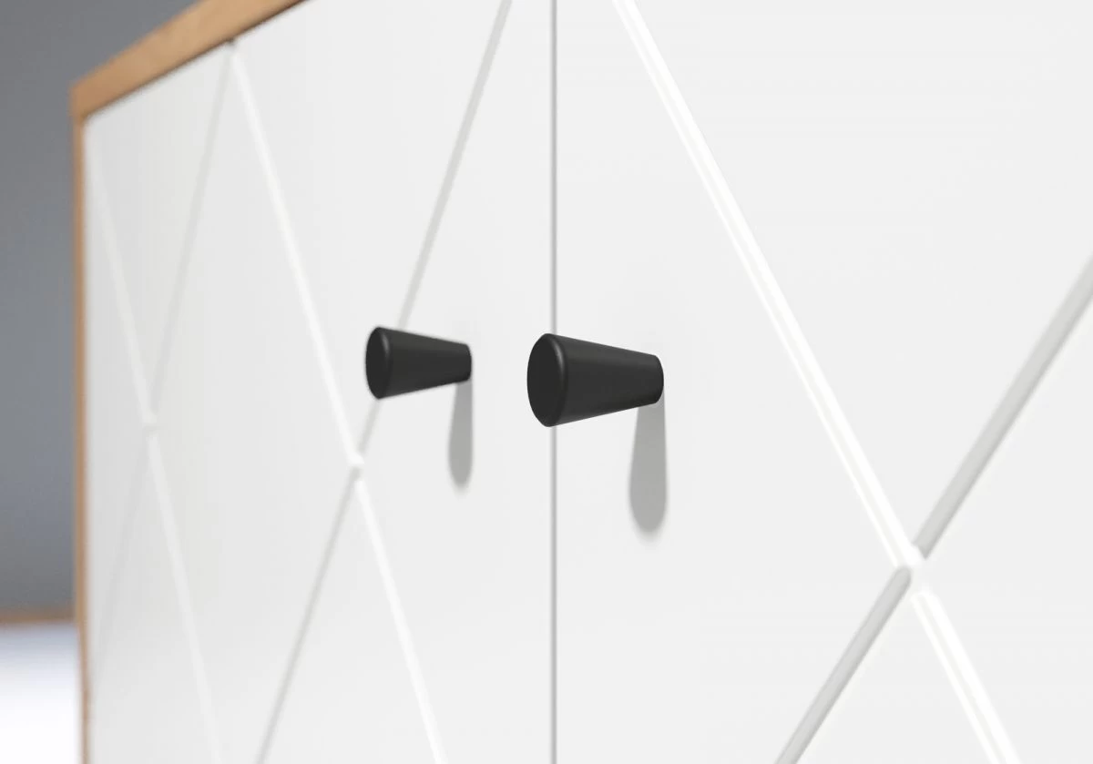 TV-Lowboard "Touch" In Weiß Matt Mit Rautenoptik Und Eiche Artisan TV-Unterteil 183 Cm 4 TV-Lowboard "Touch" In Weiß Matt Mit Rautenoptik Und Eiche Artisan TV-Unterteil 183 Cm – Bild 2