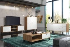 TV-Lowboard "Touch" In Weiß Matt Mit Rautenoptik Und Eiche Artisan TV-Unterteil 183 Cm 15 TV-Lowboard "Touch" In Weiß Matt Mit Rautenoptik Und Eiche Artisan TV-Unterteil 183 Cm -Wohnwelt Verkauf 7746 6