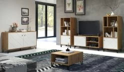 Kommode "Touch" In Weiß Matt Mit Rautenoptik Und Eiche Artisan Sideboard 123 Cm -Wohnwelt Verkauf 7748 7