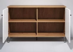 Kommode "Touch" In Weiß Matt Mit Rautenoptik Und Eiche Artisan Sideboard 123 Cm -Wohnwelt Verkauf 7748 8