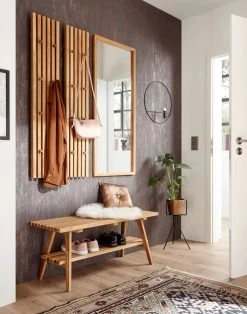 Garderobenkombination "Alwar" In Eiche Massiv Geölt Garderobe Set 4-teilig 100 X 185 Cm